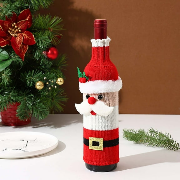 Christmas Decoration!Giyblacko Christmas Wine Bottle Cover With Creative Knitted Santa And Snowman For Holiday Party Decoration And Table Decoration