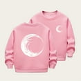 thumbnail image 7 of Girls Fleece Lined Sweatshirt Glow in the Dark Sweat Shirt Moon Long Sleeve Crew Neck Casual Going out Tops Fall Spring, Pink, 7 Years, 7 of 7