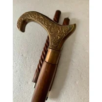 Antique-Style Wooden Walking Cane with Derby Design Old Brass Handle – Solid Cane for Men, Gift & Collectors