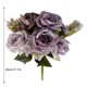 thumbnail image 2 of Artificial Rosa Flor Simulación Boda Ramo de novia Paño de oficina en casa Decoración de flores, Púrpura AweSitey HA8404-04B, 2 of 6