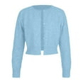 thumbnail image 3 of Cropped Cardigan for Women 2025 Fall Long Sleeve Crewneck Button Down Plain Knit Cardigan Sweaters Blouse Top, 3 of 5