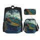 thumbnail image 1 of Fotbe Surfing Turtle Set Escolar 3 en 1 para Niños - Mochila Duradera con Lonchera Aislante y Estuche para Lápices - Mochila Escolar para Niños y Niñas, 1 of 7