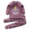 thumbnail image 2 of Antinious Casual Long Sleeve Loungewear Suits for Kids,Toddler Winter Long Sleeve Sleepwear Outfits Sets,Fashion Girls And Boys' Casual Long Sleeve Collar Botton Printed Long Pants Sets,Brown,130, 2 of 3