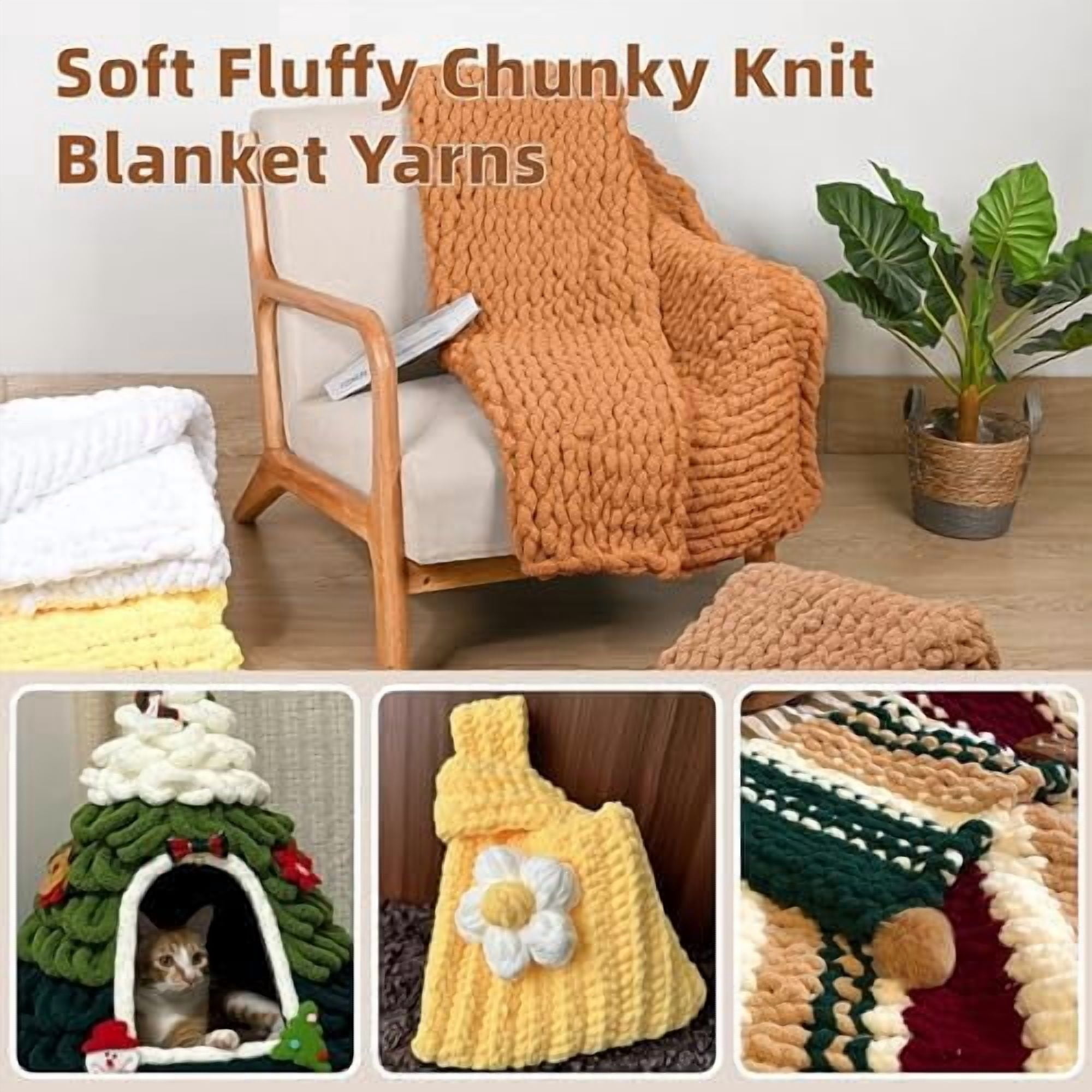 Chunky Yarn for Hand Knitting, 8 Packs Chunky Chenille Yarn for Crocheting, Bulky Thick Fluffy Yarns for Knitting, Super Bulky Blanket Yarns for Handcrafts 2045g (72oz) 245 Yards (224m)