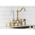 thumbnail image 4 of Kingston Brass KS7757AXBS English Country Bridge Kitchen Faucet with Brass Side Sprayer, Brushed Brass, 4 of 7