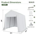 thumbnail image 6 of Aoxun 6x8 FT Portable Carport Shed, Waterproof Outdoor Storage Tent with Zipper Door for Garden Tools, Bicycle, Motorcycle, Generator Cover, White, 6 of 9
