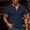 #124-Navy, variant on Ceisia Men's Relaxed Fit Long Sleeve Collared Linen Shirt Casual Solid Color Top Black XL Gifts
