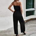 thumbnail image 5 of Stretchy Jumpsuits for Women Ruffle V Neck Spaghetti Straps One Piece Long Pants Outfits Sleeveless Summer Rompers, 5 of 5