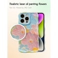 thumbnail image 2 of Case for iPhone 12 Pro Max, Vivid Retro Flower Laser Glossy Pattern Oil Painting, Exquisite Stylish Durable TPU Protective，Cute Curly Wave Edge Phone Cover for Girls and Women (Purple), 2 of 13