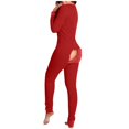 thumbnail image 2 of Pijama Sexy para mujer, mono de Año Nuevo con botones, parte delantera y trasera, culo abierto, solapa, ropa de dormir sólida, ropa de estar por casa, 2 of 4