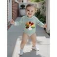 thumbnail image 3 of BemeyourBBs Baby Boy Romper Long Sleeve Turkey Embroidery Plaid Trim Bodysuit, 3 of 9