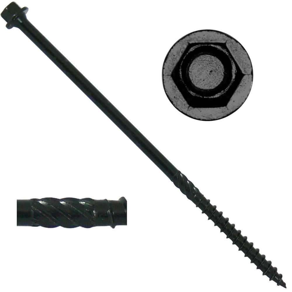 14 X 6" Heavy Duty Black Timber/Log/Landscaping Wood Screws Exterior