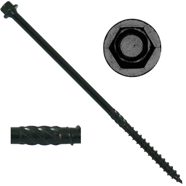 14 X 6" Heavy Duty Black Timber/Log/Landscaping Wood Screws Exterior
