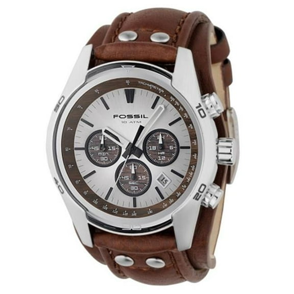 Fossil Men's Cuff CH2565 Silver Leather Quartz Watch [Watch] Fossil