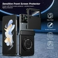 thumbnail image 6 of Magnetic for Samsung Galaxy Z Flip 4 Case with Ring Holder, [Hinge Protection] Built in Screen Protector & Camera Protection Slim Thin Hard PC Kickstand Shockproof Protective Case, Black, 6 of 14