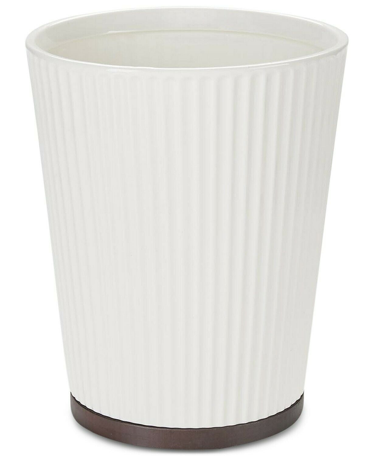 Off White JLA Home Rose Ceramic and Wood 7.95" x 7.95" x 10" Wastebasket 