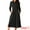 Black, variant on Long Sleeve Crew Neck Knit A-Line Midi Dress S Wine Red