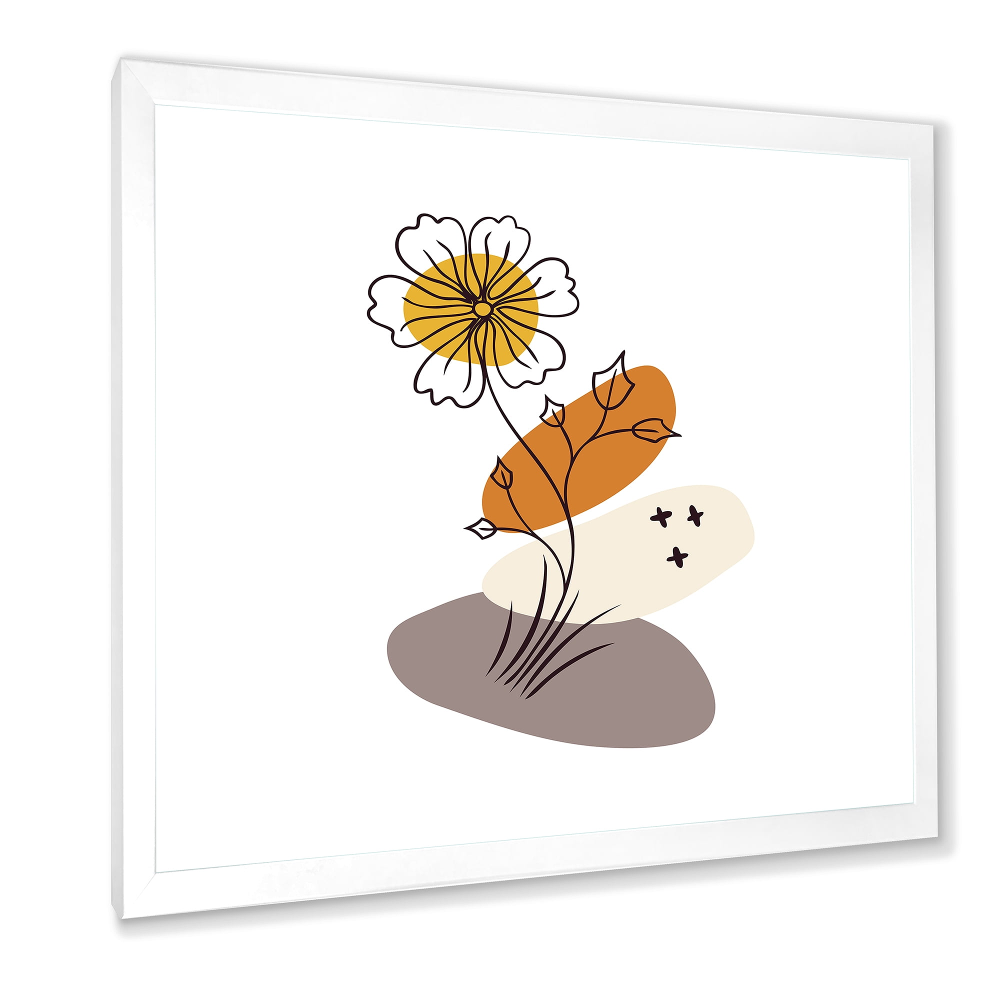 Designart 'Abstract Minimal Shapes Under Flowers I' Modern Framed Art Print