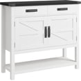 thumbnail image 7 of Farmhouse Wooden Console Table with 2 Doors & 2 Drawers – Multi-Functional Entryway Storage Cabinet and Buffet Sideboard for Kitchen, Hallway, Dining & Living Room, White, 7 of 7