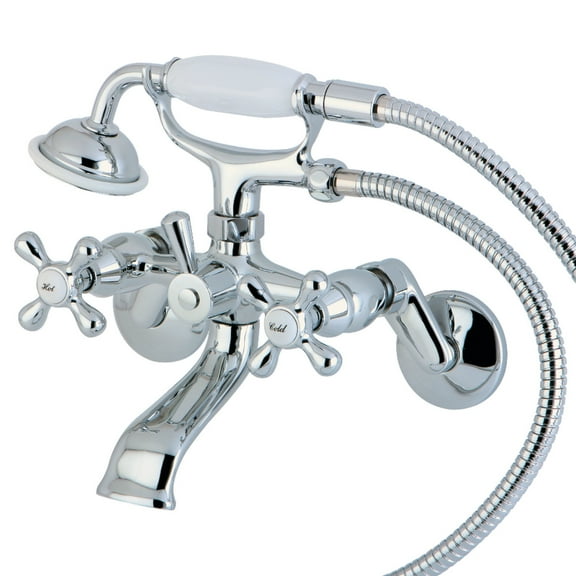 Kingston Brass KS266C Kingston Wall Mount Clawfoot Tub Faucet with Hand Shower, Polished Chrome