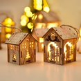 thumbnail image 2 of Creative Wooden Lighted House Santa Claus Window Decoration Luminous Wooden Christmas Tree Decoration Hanging New Year Gift 2022, 2 of 5