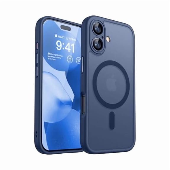 ZHU997 Magnetic for iPhone 17 Case, Upgraded [Full Camera Protection] [Compatible with Magsafe] [Translucent Matte] Shockproof Protective Phone Case for iPhone 17 - Deep Blue