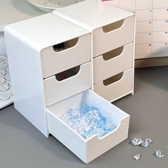 Specollect Clearance 2 Packs Plastic Stackable Vanity Organizer, Compact Storage Organization Drawers Set for Cosmetics, Dental Supplies, Bathroom, Dorm, Desk, Countertop, Office