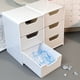 thumbnail image 4 of Organizador de Cajones Apilable de Plástico Blanco, 13 X 9 X 8 Cm (5,1 X 3,5 X 3,1 Pulgadas), Cajones Pequeños para Almacenamiento En Dormitorio, Cocina, Baño, Oficina, Debajo Del Fregadero, Residenc, 4 of 6