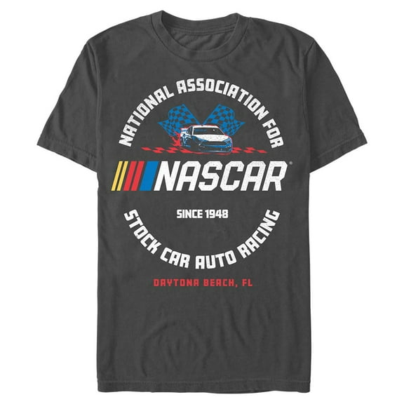Men's Mad Engine  Charcoal NASCAR Logo Flag Graphic T-Shirt