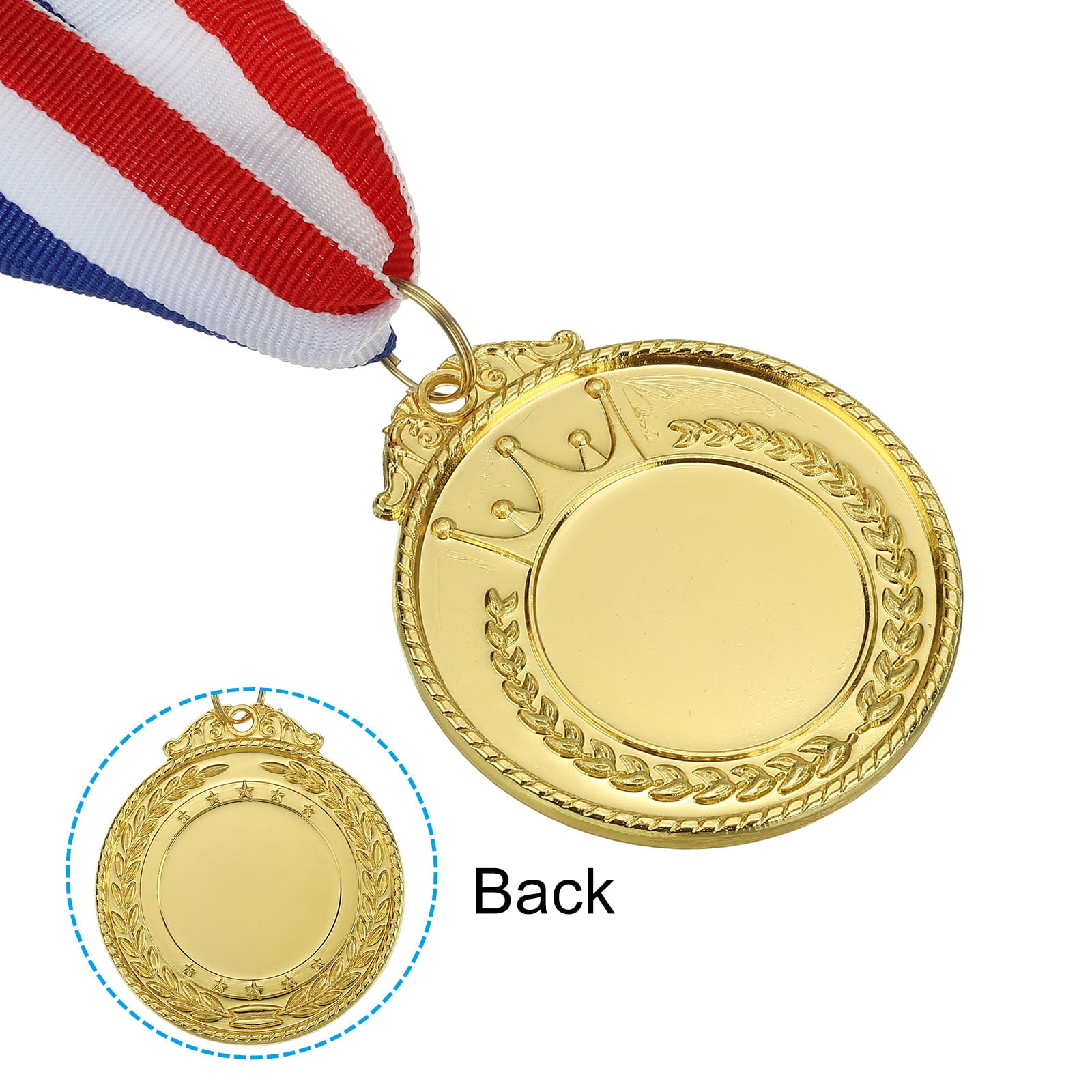 Uxcell Blank Award Medals, 10 Pack Gold Award Medals with Ribbon, Design Your Medals Kit