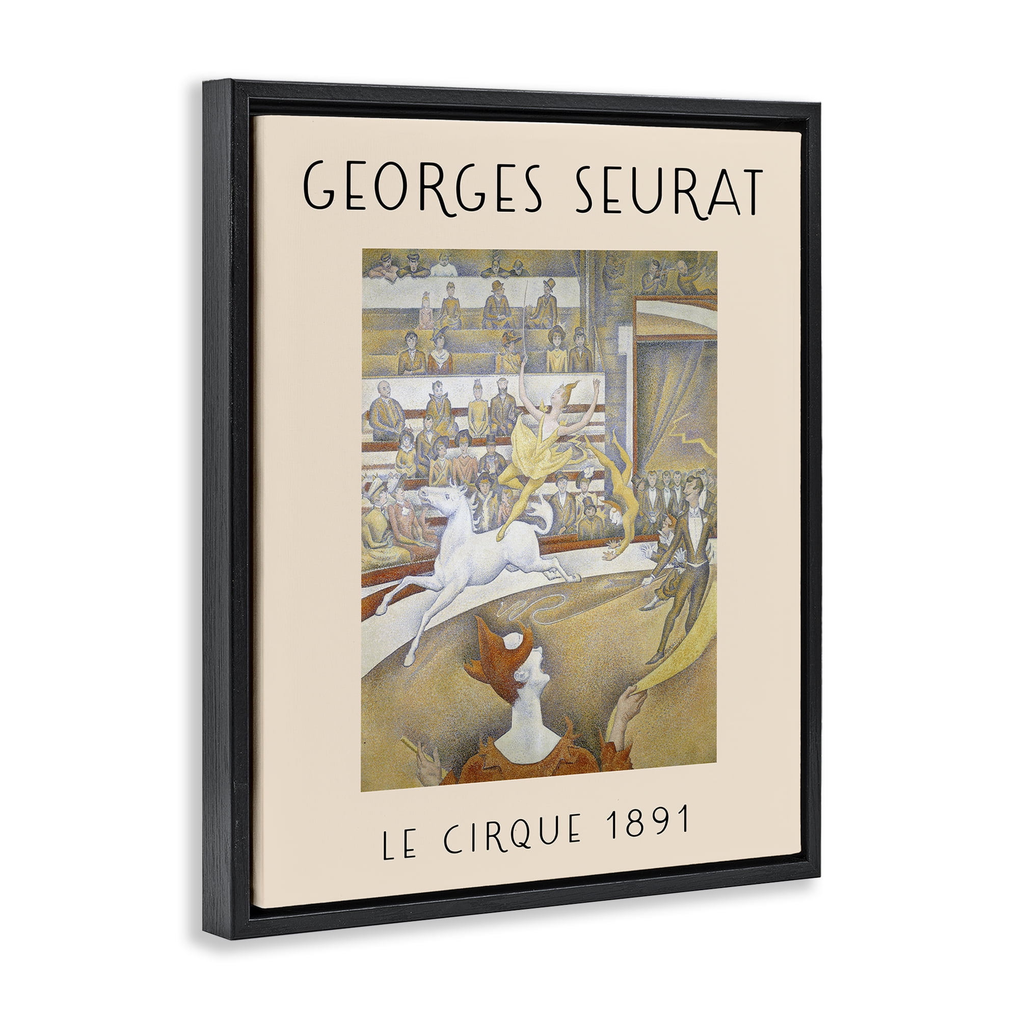 Stupell Industries Classic Georges Seurat People Painting Black Floater Framed Canvas Art Print Wall Art, 25 x 31
