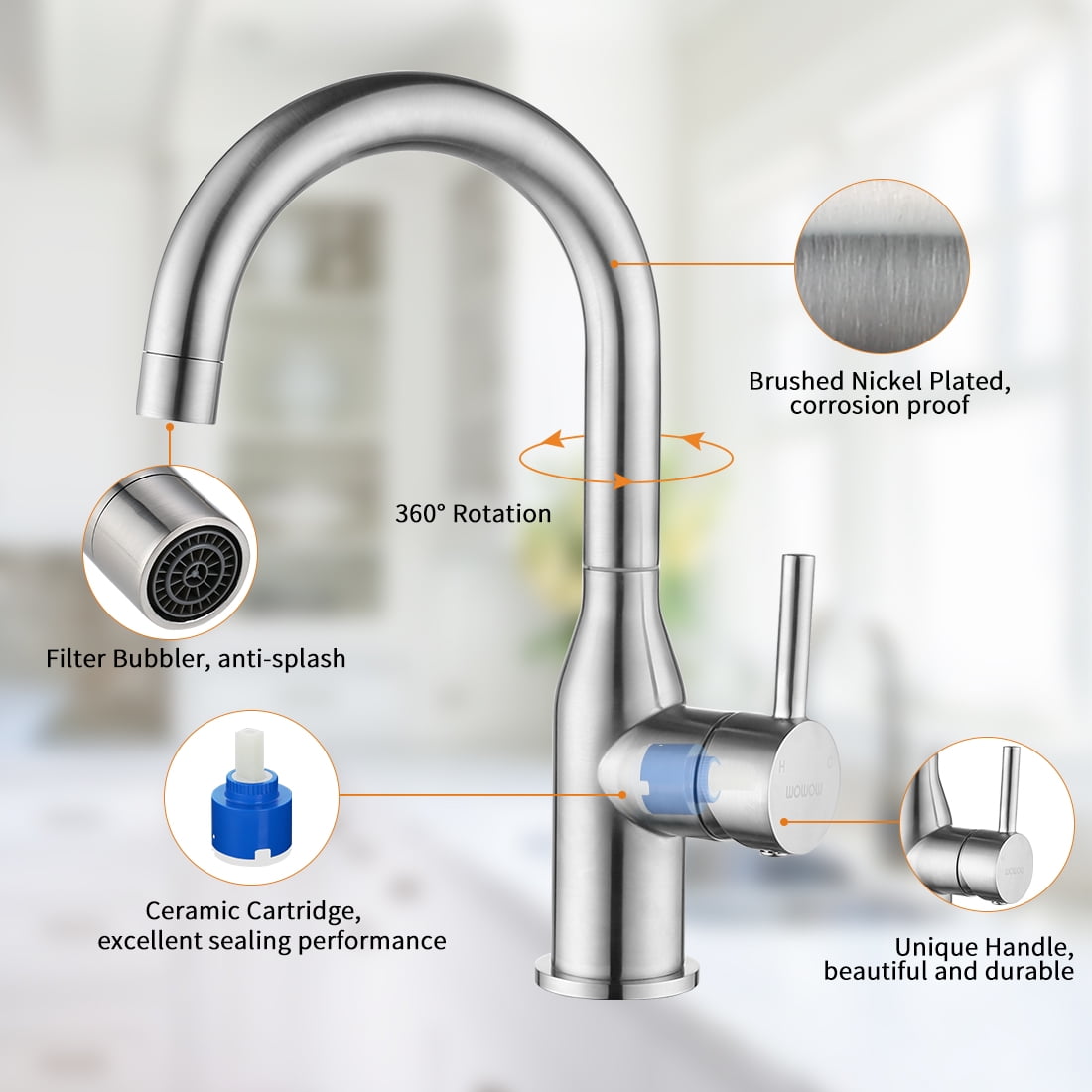 Buy Bathroom Faucet Stainless Steel Brushed Nickel Bar Faucet Single