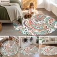 thumbnail image 5 of Round Rug 4Ft Washable Non-Slip, Paisley Flower Circle Area Rugs for Living Room Bedroom, Spring Watercolor Floral Leaf Plant Orange Indoor Floor Mats Carpet Runner for Home Decor Aesthetic, 5 of 8