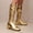 Gold, variant on Women's Plus Size Mid Calf Boots, Round Toe Buckle Strap Side Zipper Comfortable Low Heel Shoes, Fashion Versatile Footwear for Fall Winter Daily and Outdoor