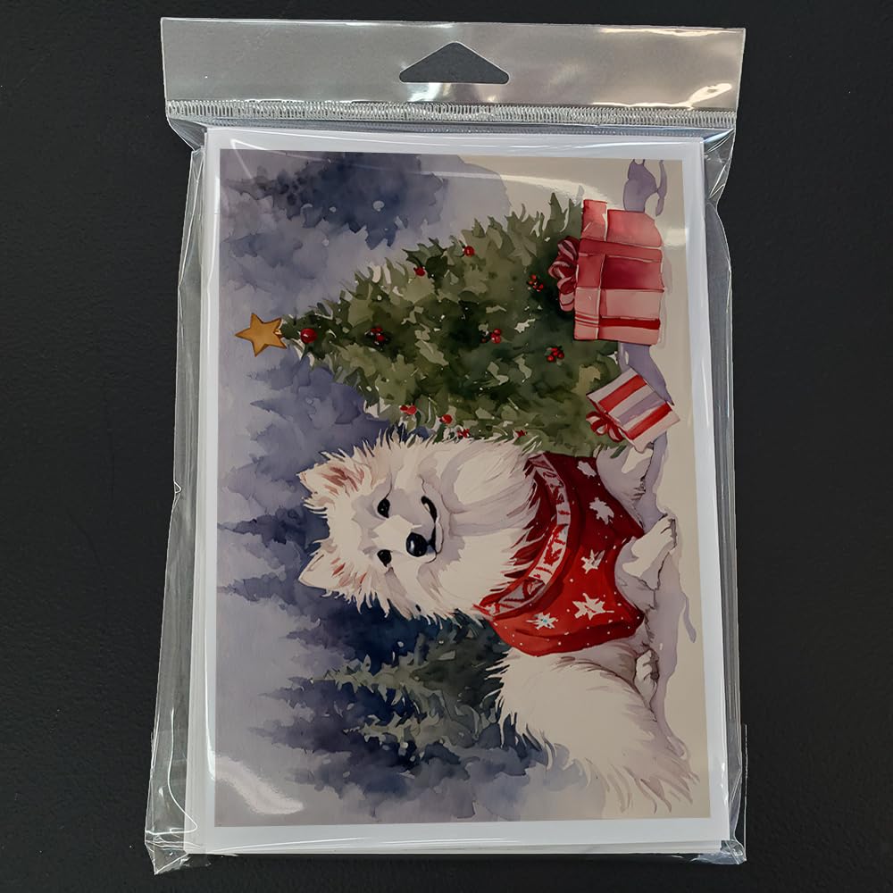 American Eskimo Christmas Greeting Cards and Envelopes Pack of 8 7 in x 5 in