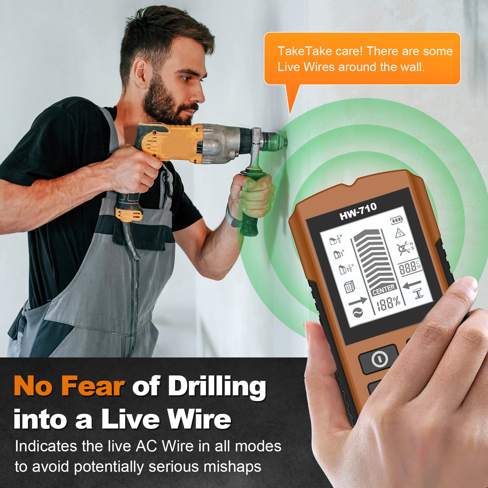 Lightweight ABS Construction Handheld Detectors Identifies Metals Live Wire And Wooden Studs In Wall Multifunctional