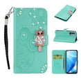 thumbnail image 1 of Shockproof Glitter Case for OnePlus Nord N200 5G 2021, Allytech Sparkle 3D Handmade [Embossed Owl & Mandala] Magnetic Wallet Stand Cover with Hadn Strap for OnePlus Nord N200 5G 2021(6.49"), Green, 1 of 5