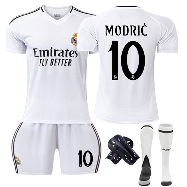 2425 Camiseta del Real Madrid traje de uniforme de fútbol local 8 Cross No. 9 Mbappe camiseta transfronteriza nuevo estilo10º+calcetines+espinilleras