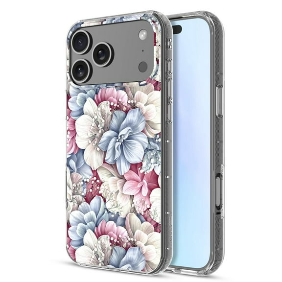 Mood Series Diamond Case Floral Gems for iPhone 17 Pro – Magnetic Charging Compatible, Slim Dual-Layer Shock Resistant Protection with Raised Bezel