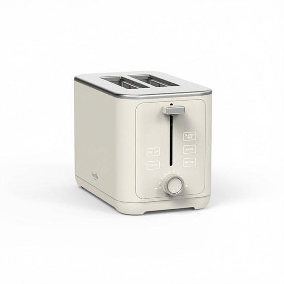 Martha Stewart 2 Slice Toaster, 10 Shade Settings, Removable Crumb Tray, Cord Wrap, Linen Cream