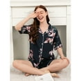 thumbnail image 4 of jinghuiyue Pajamas Set for Women Short Sleeve Button Down Floral Sleepwear 2 Piece Pjs Shorts Lounge Sets S, 4 of 7