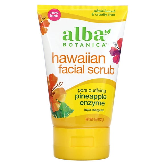 Alba Botanica Hawaiian Pineapple Enzyme Facial Scrub - 4 fl oz Pack of 3