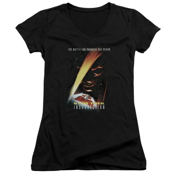 Star Trek Insurrection(Movie) Junior Women's V-Neck T-Shirt Black