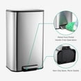 thumbnail image 2 of Kitchen Trash Can with Lid, Stainless Steel Garbage Can with Foot Pedal & Removable Inner Bucket, Rectangular Step On Waste Bin for Office Bedroom Living Room, 2 of 7