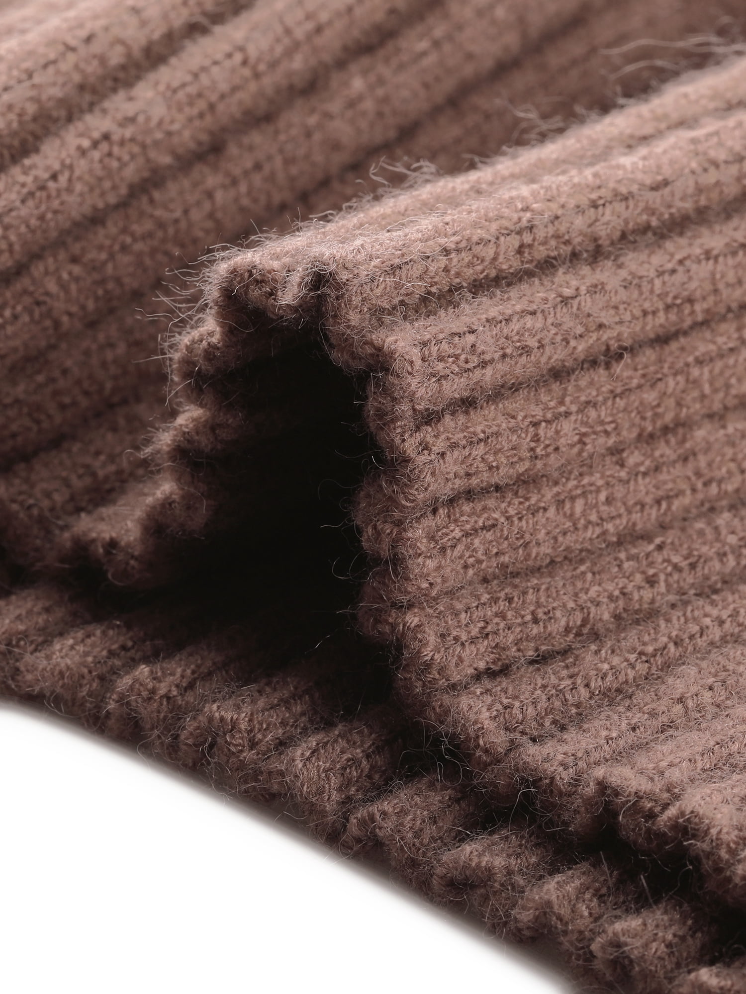 DARING DIVA Women's Turtleneck Sweater Spring Long Sleeve Ribbed Knit L Brown