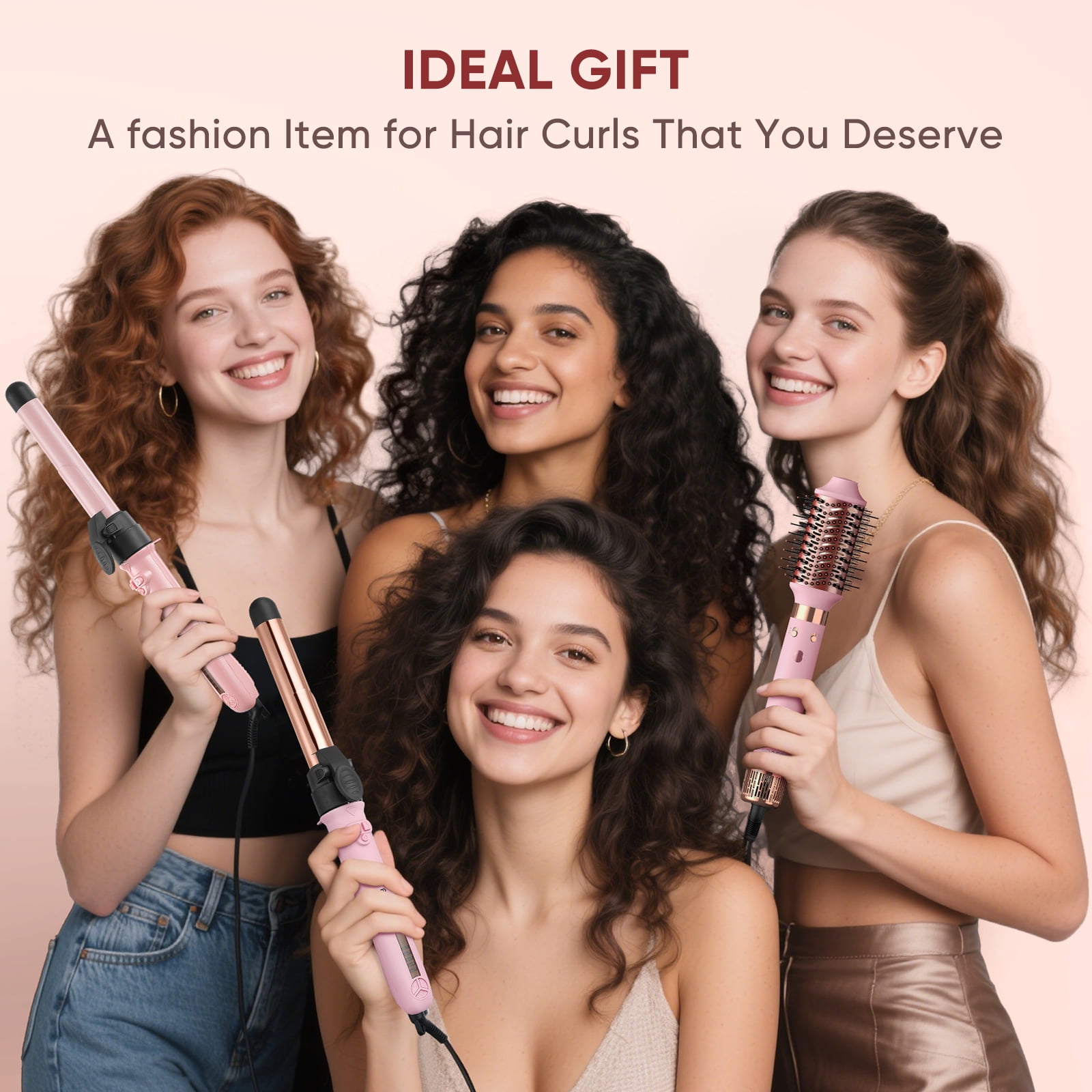 ABNER Rotating Curling Iron Set for Long Hair, Automatic Hair Curler with 3 Sizes Ceramic Barrel 0.75" 1" 1.25" to 430°F with Home Button, Dual Voltage