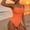 Orange, variant on Women's Short Sleeve Square Neck Thong Bodysuit – Fitted One-Piece for Casual & Summer Layering