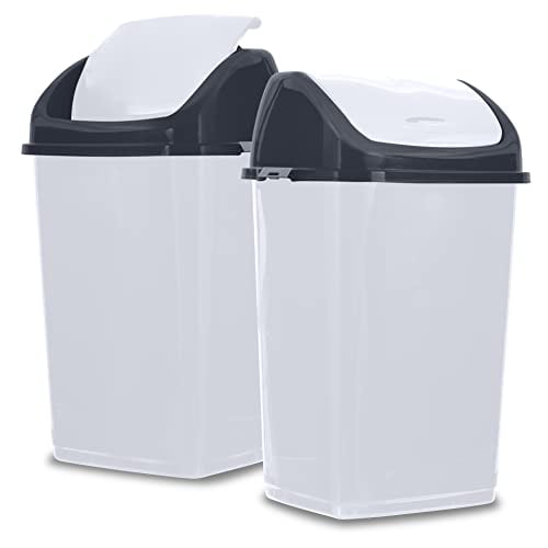 Superio Large Kitchen Trash Can 13 Gallon White Smoke/Grey 2 Pack Swing ...