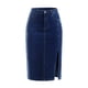 thumbnail image 5 of Falda de mezclilla de mujer plus size Agnes Orinda para el Día de la Madre, de cintura alta, con abertura lateral, botones y bolsillo, talla 4X, azul oscuro, 5 of 6
