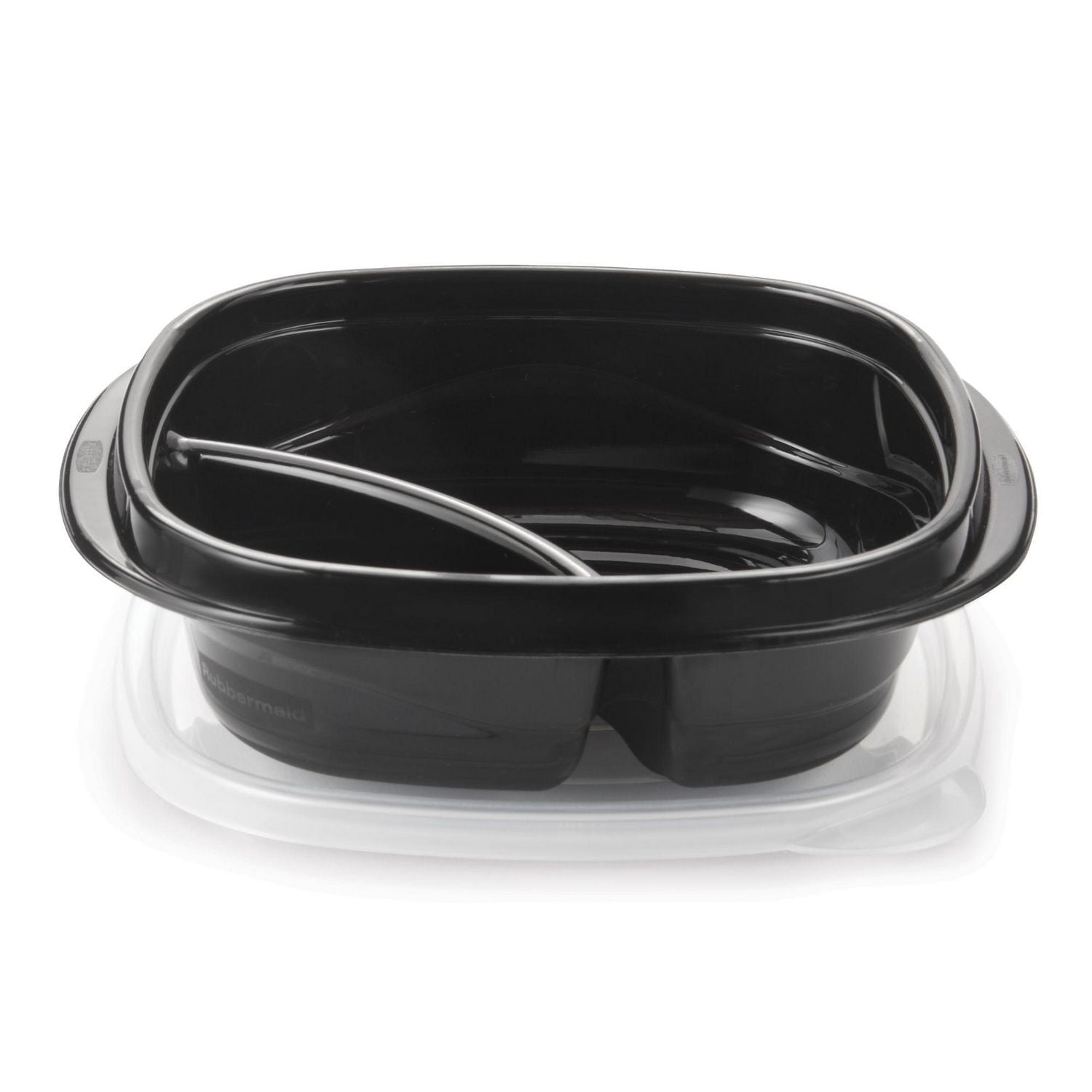 Rubbermaid TakeAlongs Divided Meal Prep Containers, 556 mL (2.35 Cup), Black, 3 Pack, BPA-Free